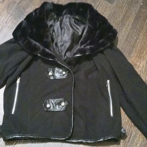 Jacket with faux fur collar